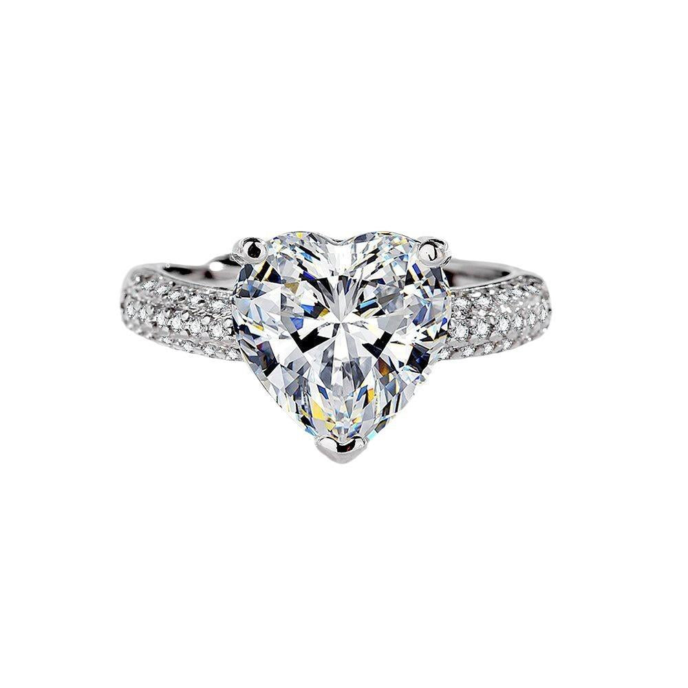 5 Carat Heart Cubic Zirconia Adjustable Ring - Nickel-Free & Hypoallergenic Lightweight Jewelry