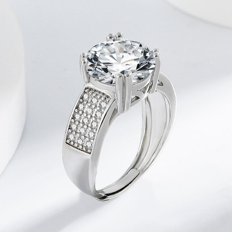 5 Carat Cubic Zirconia Hearts & Arrows Ring - Channel-Set Wide Band in S925