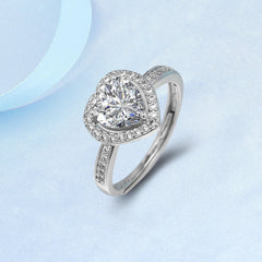 1 Carat Heart Moissanite Adjustable Ring - Hypoallergenic & 2.6g Lightweight