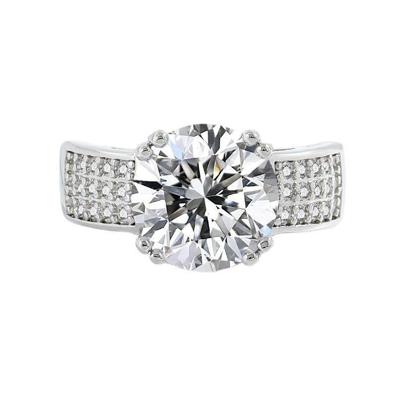 5 Carat Cubic Zirconia Hearts & Arrows Ring - Channel-Set Wide Band in S925