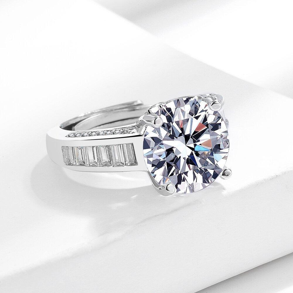 11mm 5 Carat Cubic Zirconia Adjustable Ring - 5.8g Lightweight & Hypoallergenic