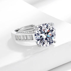 11mm 5 Carat Cubic Zirconia Adjustable Ring - 5.8g Lightweight & Hypoallergenic