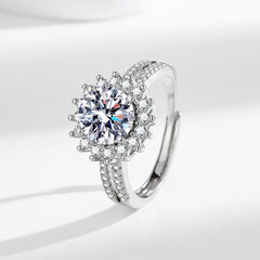 2 Carat Cubic Zirconia Adjustable Ring - Hypoallergenic & Stackable