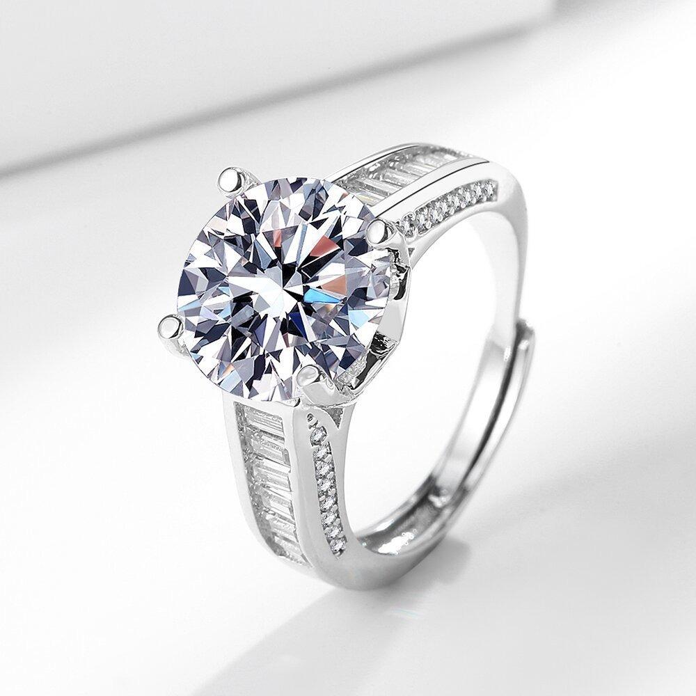 11mm 5 Carat Cubic Zirconia Adjustable Ring - 5.8g Lightweight & Hypoallergenic