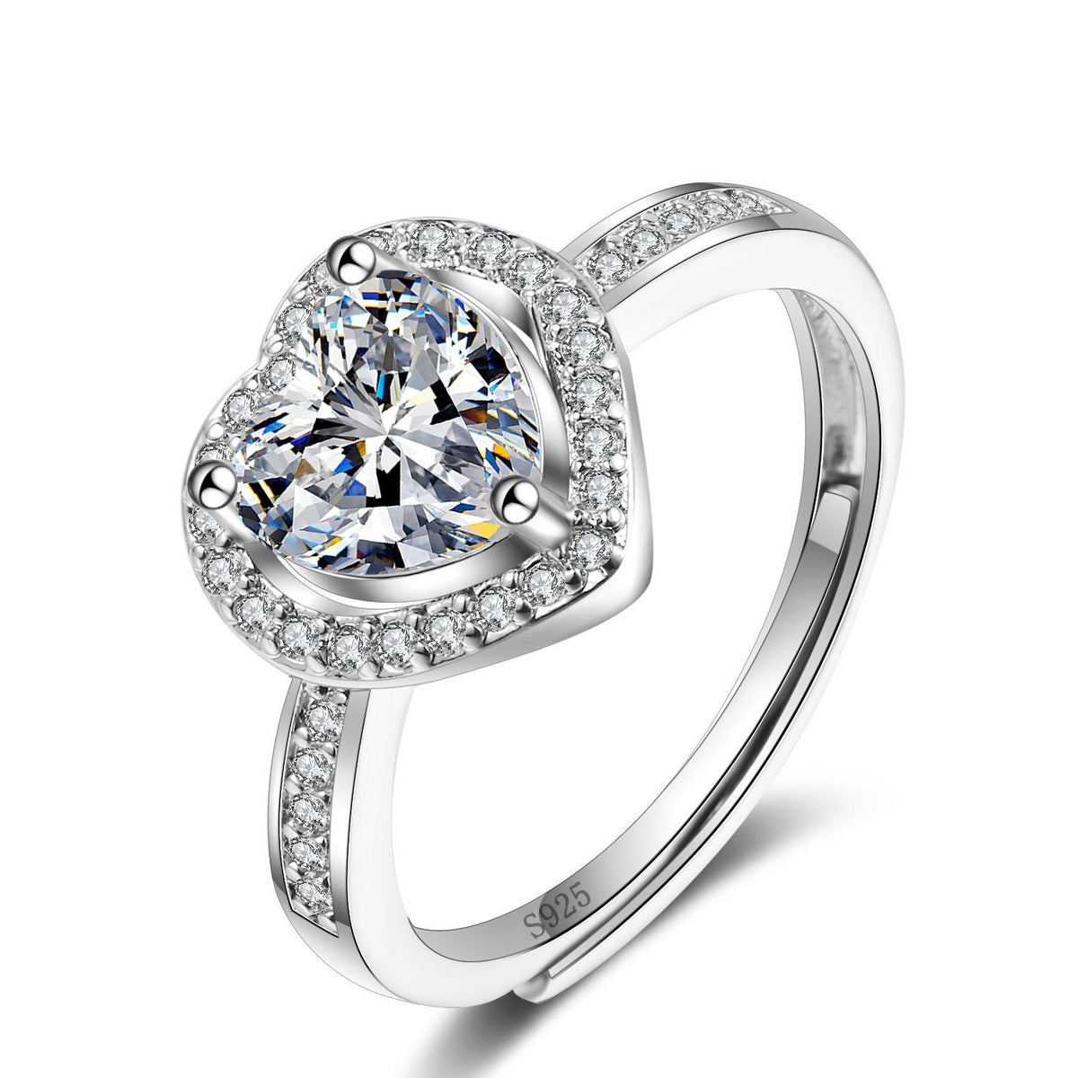 1 Carat Heart Moissanite Adjustable Ring - Hypoallergenic & 2.6g Lightweight