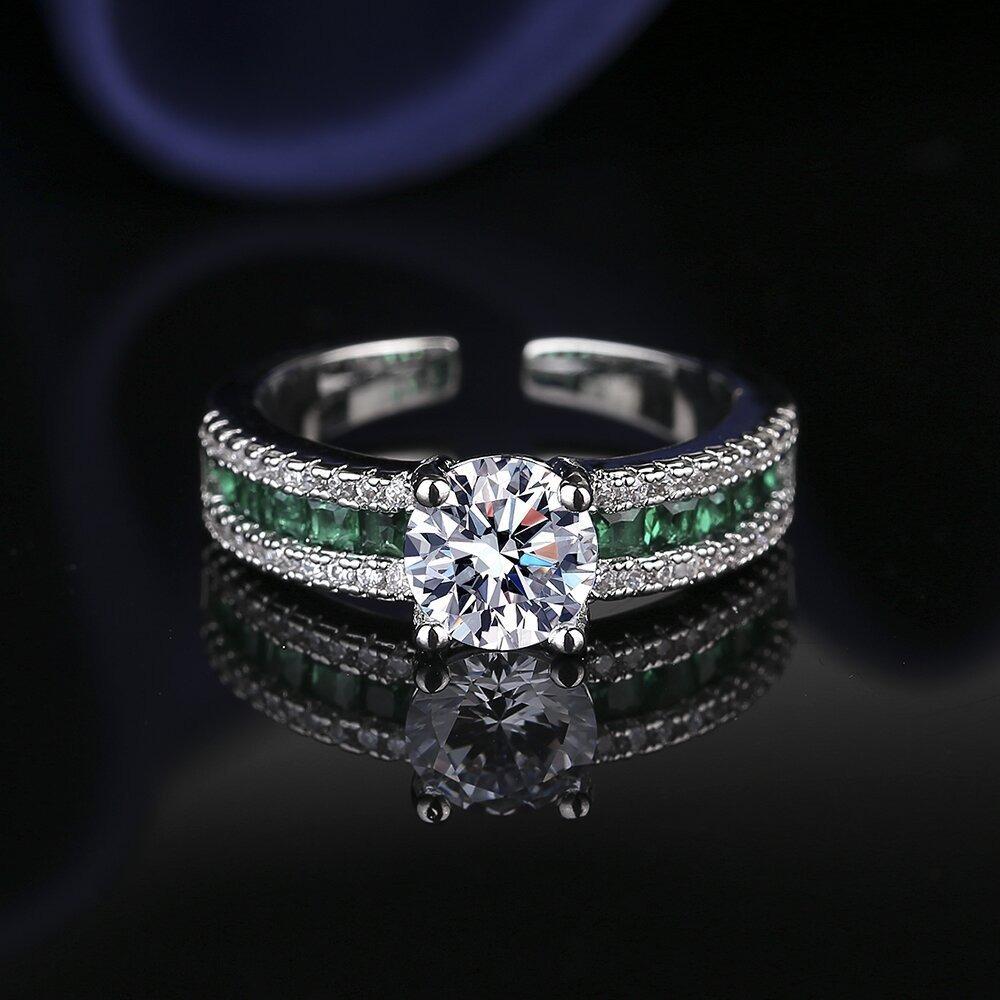 Adjustable Open Band Moissanite Ring - 3.3g Lightweight & Stackable with Accented Stones