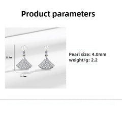Pendientes de perla y moissanita para mujer con temperamento