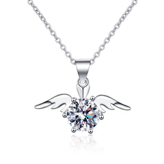 Women's Fashion Two Carat Angel Wing Moissanite Necklace