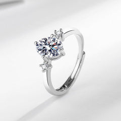 Oval Moissanite Adjustable Ring in S925