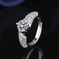 Adjustable 1 Carat Moissanite Ring (6.5mm) - Hypoallergenic & Lightweight Jewelry