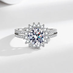 2 Carat Cubic Zirconia Adjustable Ring - Hypoallergenic & Stackable