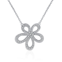 Collar de cinco flores de moissanita chapado en oro blanco para mujer.